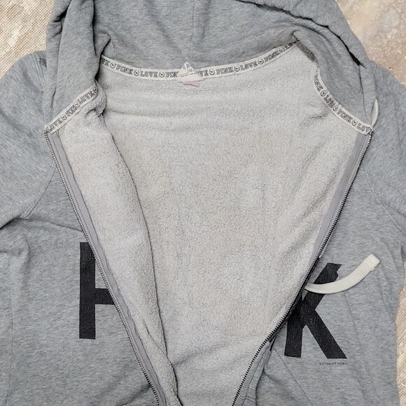 PINK BY VICTORIA SECRET WOMENS ZIP UP SWEATSHIRT HOODIE SIZE SMALL ( LOOSE FIT ) - Picture 4 of 7